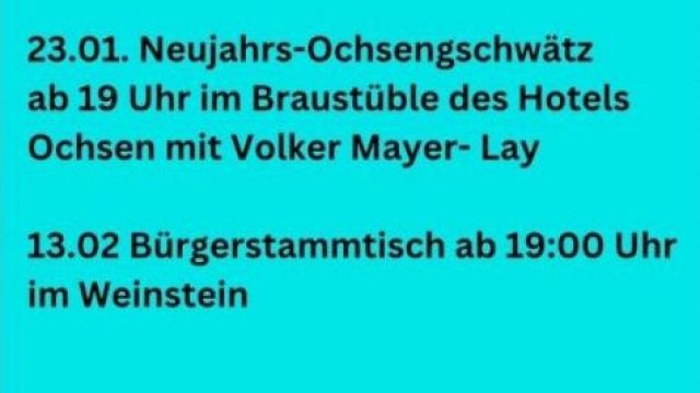 Termine im Neuen Jahr